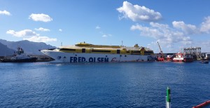 Fred. Olsen evala los daos del Bentago Express tras su atraque en el muelle de Agaete